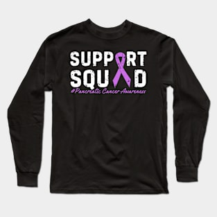 Distressed Purple Ribbon Support Squad Pancreatic Cancer Long Sleeve T-Shirt